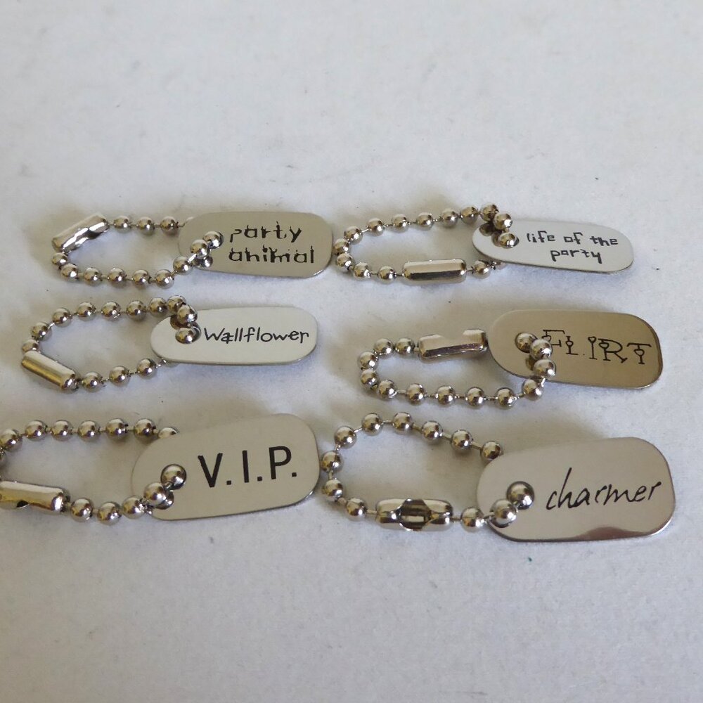 NEW COCKTAIL DRINK METAL CHARACTER TRAIT CHARMS TAG MARKERS SET OF 6